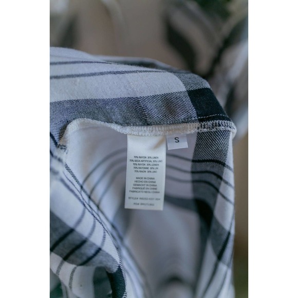 Anthropologie Cloth & Stone Hannah Midi White Plaid Button Down Shirt Dress Sz S - Picture 10 of 11